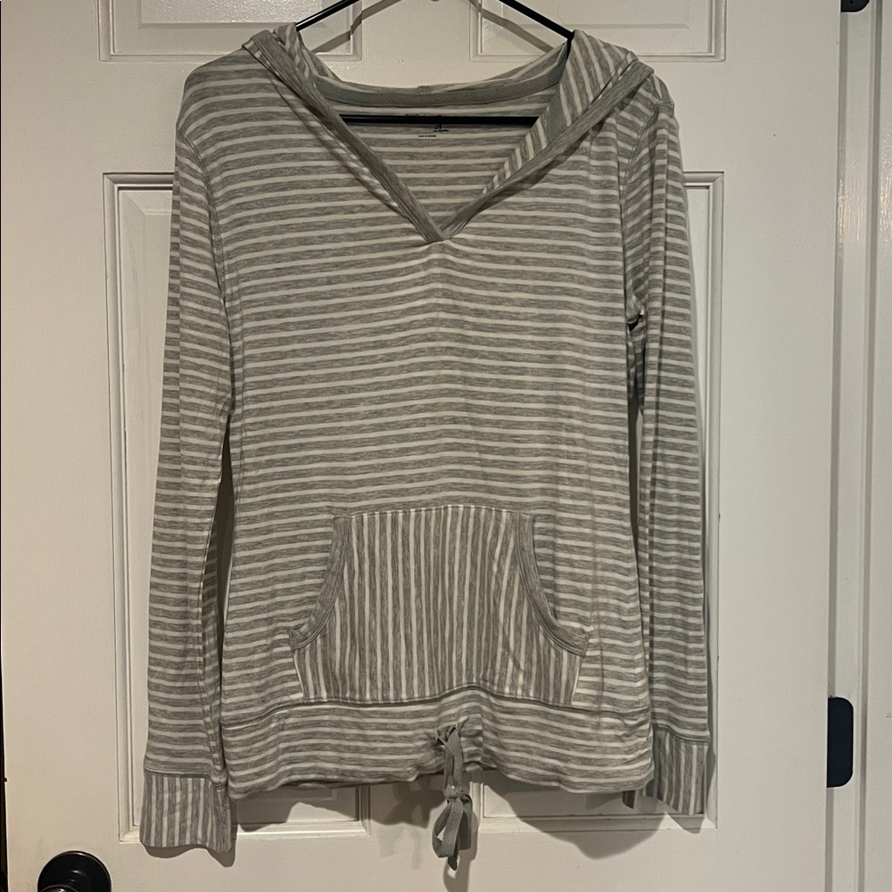 GapBody Women’s Grey Stripe Modal Pullover Hoodie (Size S)